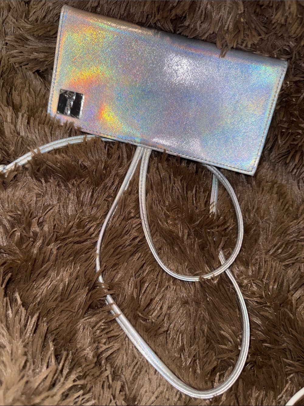 Silver Holographic Crossbody Phone Wallet - Unbranded